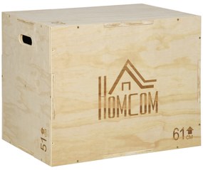 HOMCOM Cutie Pliometrică din Lemn 3 în 1, Îmbunătățește Săriturile, Antrenament Complet, 50/60/76cm Înălțime | Aosom Romania