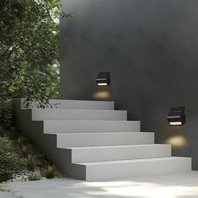 Lampa de perete de exterior neagră cu LED IP54 cu senzor de mișcare solar - Floody