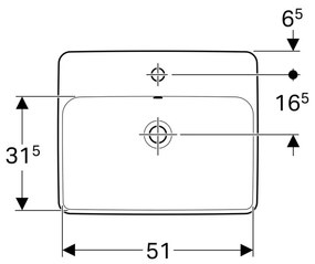 Lavoar baie incastrat alb 55 cm, dreptunghiular, cu orificiu baterie, Geberit VariForm Cu orificiu