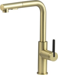 MOMI Baterie pentru bucătărie cu pipă extractibilă – Aur Periat BKM_R73M