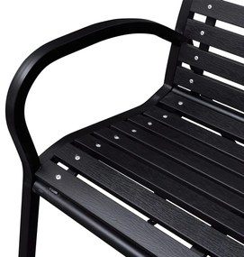 Banca de gradina, negru, 125 cm, otel si WPC