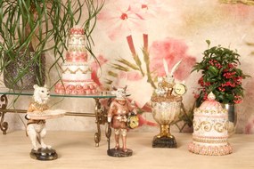Cutie decorativă din polirășină, multicolor, iepure cu ceas, 35,5 x 14,5 x 13 cm, „Lièvre”
