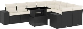 vidaXL Set canapele de grădină cu perne, 10 piese, negru, poliratan