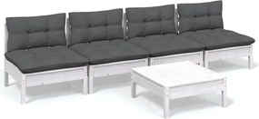 vidaXL Set mobilier grădină cu perne antracit, 5 piese, lemn de pin