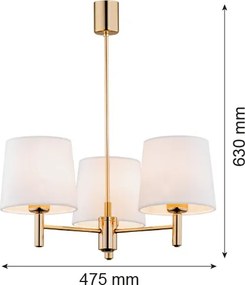 Brilagi - Lustră pe tijă MONTE 3xE27/60W/230V crem/auriu