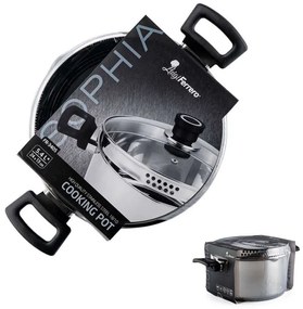 Cratiță Luigi Ferrero Sophia FR-3405, 24x13 cm, 5.4 l, Oțel 18/10, Capac din sticlă, Inducție, Inox