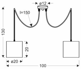 Lustră pe cablu CANDIDA 2xE27/40W/230V neagră/cupru