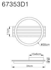 Plafoniera LED riflaj cu efect de lemn TISHA