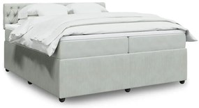vidaXL Pat box spring cu saltea, gri deschis, 200x200 cm, catifea