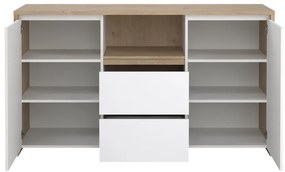 Comodă albă-în culoare naturală cu aspect de lemn de stejar 149x84x48 cm Next – Tvilum