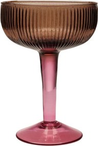 Pahar de cocktail, roz, din sticla, cu picior, H13 cm, Bicolor