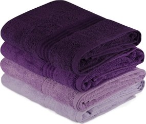 Set 4 prosoape baie RAINBOW, mov, bumbac, 70x140 cm