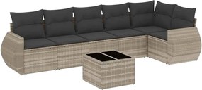 vidaXL Set canapele de grădină cu perne, 7piese gri deschis poliratan