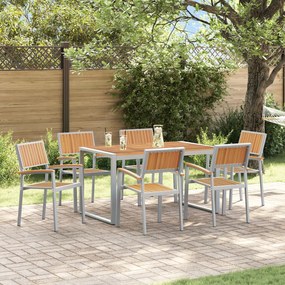 vidaXL Set de dining pentru grădină 7 piese din lemn masiv de acacia și metal
