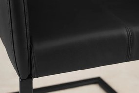 Scaun cu brate, Metal, Piele Naturala, Negru, SAMSON A-45176 VC