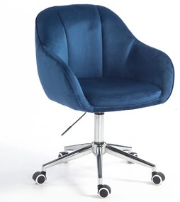 HR2055K Scaun Bleumarin din Catifea cu Bază Cromata
