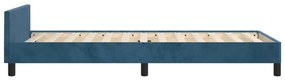 Cadru de pat cu tablie, albastru inchis, 90x190 cm, catifea Albastru inchis, 90 x 190 cm, Design cu nasturi