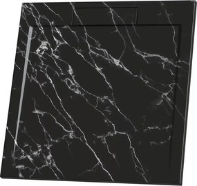 Cadita compozit pentru dus Inter Ceramic patrata 80x80 cm negru mat finisaj marmura