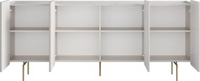 Comodă cu patru uși Malmi 200 cm - cashmere / crema bianca / picioare aurii
