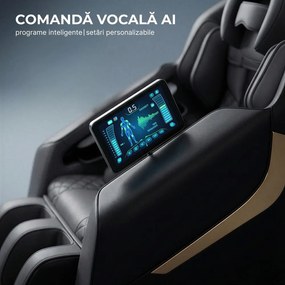 Fotoliu masaj GAIUS ULTRA PRO cu comanda vocala AI, Zero Gravity si incalzire lombara, Gri