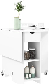 HOMCOM Masă pliantă pentru 2–4 persoane, masă de bucătărie rabatabilă cu depozitare, masă extensibilă pe roți, alb | Aosom Romania