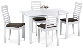 Set de masă din lemn masiv de fag, 5 piese, alb