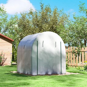 Outsunny Seră Tip Tunel Walk-in cu Acoperire PE Rezistentă la UV, Uși și Ferestre cu Plasă, 1,8 x 1,8 x 2 m, Verde | Aosom Romania