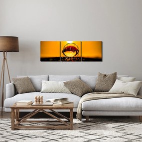 Tablou - Picături din sticlă (cu ceas) (90x30 cm)