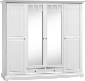 Dulap lemn masiv alb Linea, 203 × 65 × 190 cm