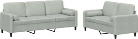 vidaXL Set canapea cu perne, 2 piese, gri deschis, catifea