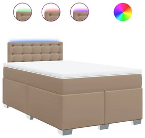 3288419 vidaXL Pat box spring cu saltea, cappuccino, 120x200cm piele ecologică