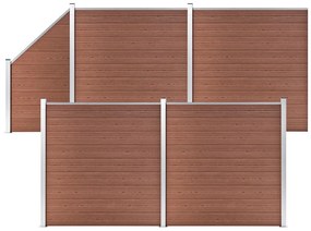 vidaXL Set panouri gard, 4 pătrate + 1 oblic, maro, 792x186 cm, WPC