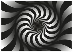 Tablou abstract cu spirala alb neagră (70x50 cm)