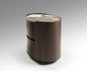 Noptiera ovala cu 2 sertare Enoc stejar inchis