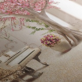 Tablou - Interior de vis cu pian (cu ceas) (90x30 cm)
