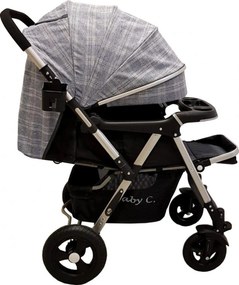 Carucior nou nascuti 2 in 1 BABY CARE™ PRO 511,Cadru aluminiu, Maner reversibil, Spatar reglabil in 5 trepte, Amortizoare, Frana picior,Pliabil , Gri