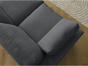 Colțar gri închis cu tapițerie din catifea reiată Belair – Bobochic Paris