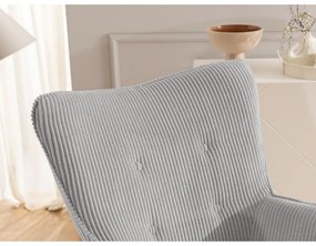 Fotoliu gri cu tapițerie din catifea reiată Niko – Ropez