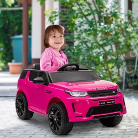 AIYAPLAY Mașină Electrică Copii cu Licență Land Rover Discovery, cu Faruri, Claxon și Centură, din Plastic și Metal, 106x65,5x51 cm, Roz | Aosom Romania