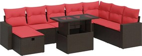 vidaXL Set mobilier grădină perne 9 piese maro poliratan/lemn acacia