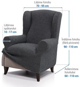 Huse super elastice RUBINIA antracit fotoliu clasic (l. 70 - 95 cm)