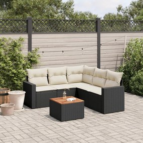 3256448 vidaXL Set mobilier de grădină cu perne, 6 piese, negru, poliratan