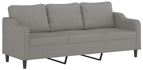 348962 vidaXL Canapea cu 3 locuri, gri închis, 210 cm, material textil