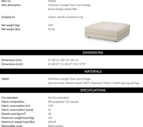 Taburete, Suport picioare design LUX Lounge Club, Nuoro beige