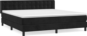vidaXL Pat box spring cu saltea, negru, 160x200 cm, catifea