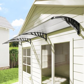 Outsunny Copertina pentru exterior, curbata cu suruburi si buloane incluse, copertina din policarbonat, PP si aluminiu, 295x90x23.5cm