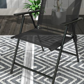 Outsunny Set de Exterior din 3 Piese cu Masă cu Blat din Sticlă și 2 Scaune Pliabile din Plasă, Ф45x50 cm, Gri Deschis | Aosom Romania