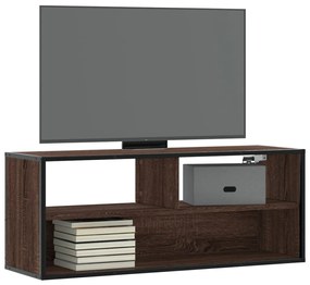 848938 vidaXL Dulap TV, stejar maro, 100x31x39,5 cm, lemn prelucrat și metal