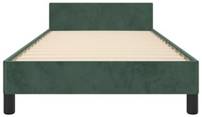 Cadru de pat cu tablie, verde inchis, 90x190 cm, catifea Verde, 90 x 190 cm