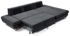 Colțar extensibil AVESTA, tapițat, în formă de L, cu spațiu de depozitare, colț pe partea dreaptă, antracit